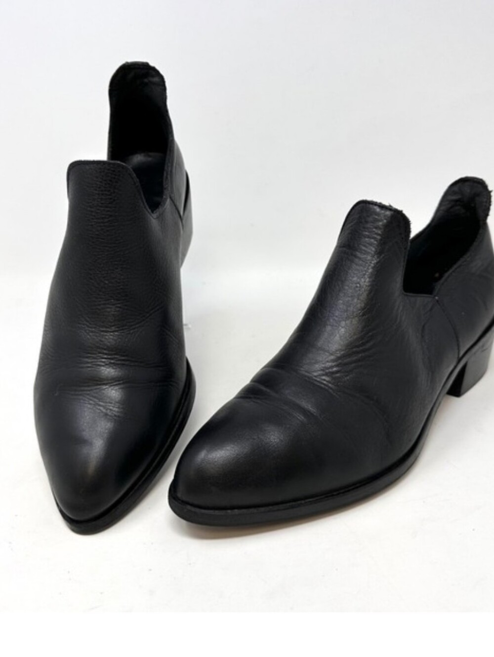 PURE NAVY Western‎ Leather Ankle Booties Black Size 38